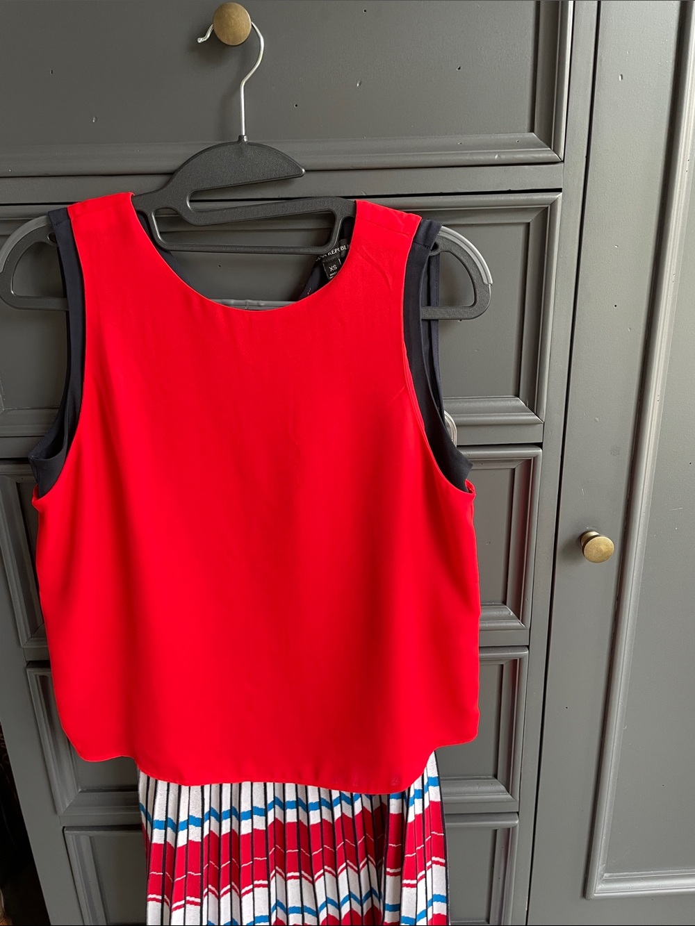 Banana Republic Red, White & Blue Pleated Midi Skirt - Picture 6 of 6